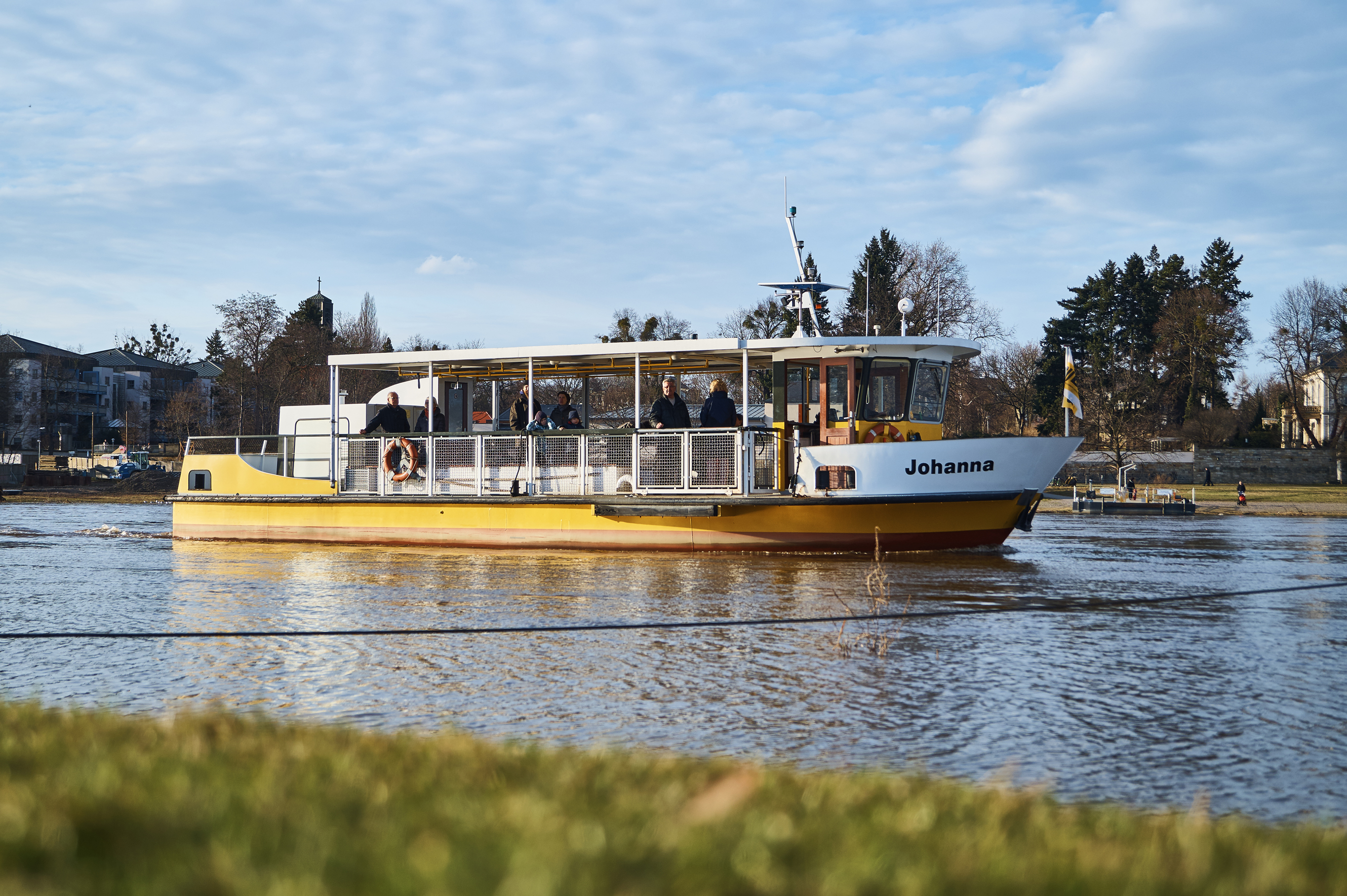 Auch eine Möglichkeit den Fluss zu überqueren: Die Elbfähre zwischen der Johannstadt und der Neustadt