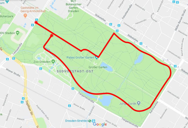 Großer Garten Die Joggingstrecke durch den Großen Garten.