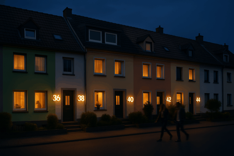 Eine Person bearbeitet eine Hausnummer.